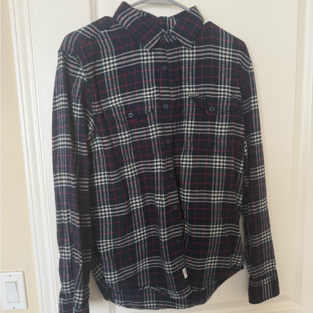 American Eagle Outfitters Black and Red Casual Button Down Shirt